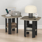 TIDUR Night Stand Set of 2, Nightstand with Shelf, French Oak