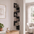 Rossi 5-Tier Corner Floating Book Shelves for Wall, French Oak
