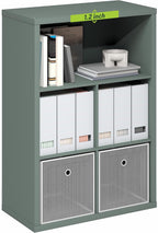 Cubicle 5-Cube Book Shelf, Cube Storage Organizer, Light Sage