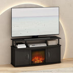 Jensen Fireplace TV Stand, NO Heat Decorative Electric Fireplace Corner TV Stand for TV up to 55 Inch, with Doors Storage Cabinet, for Living Room, Americano/Black