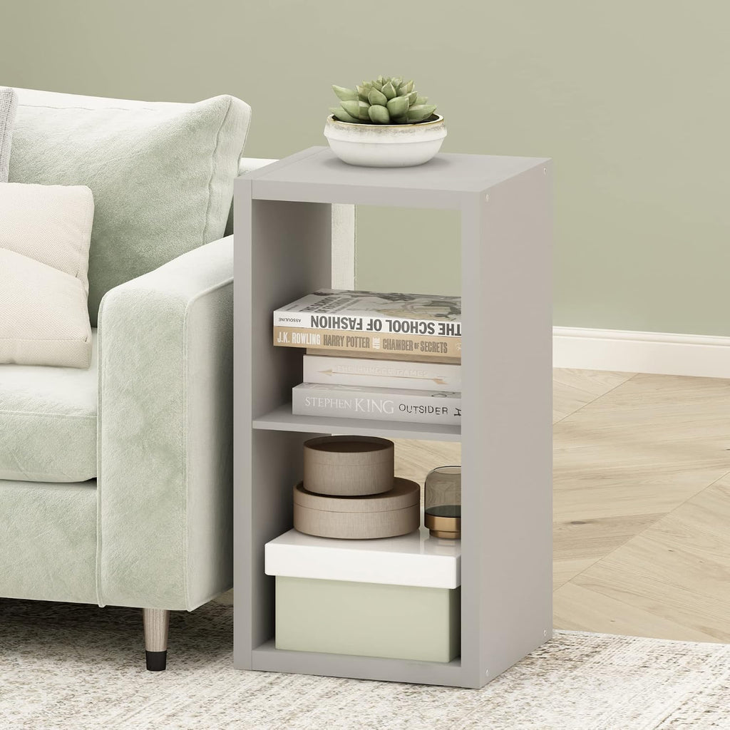Cubicle Open Back Decorative Cube Storage Organizer, 2, Light Grey