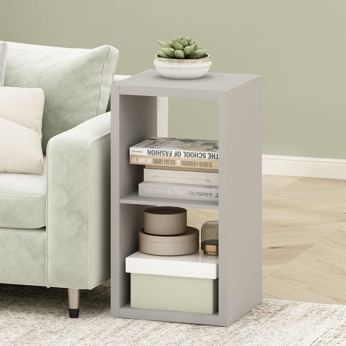 Cubicle Open Back Decorative Cube Storage Organizer, 2, Light Grey