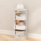 PASIR Corner Closet Organizer with LED Lights, 3-Tier, White