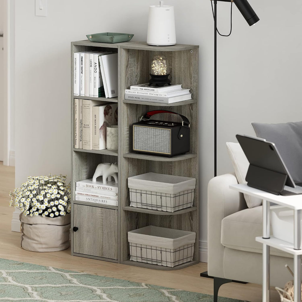Pasir 4-Tier Corner Open Shelf Bookcase, French Oak