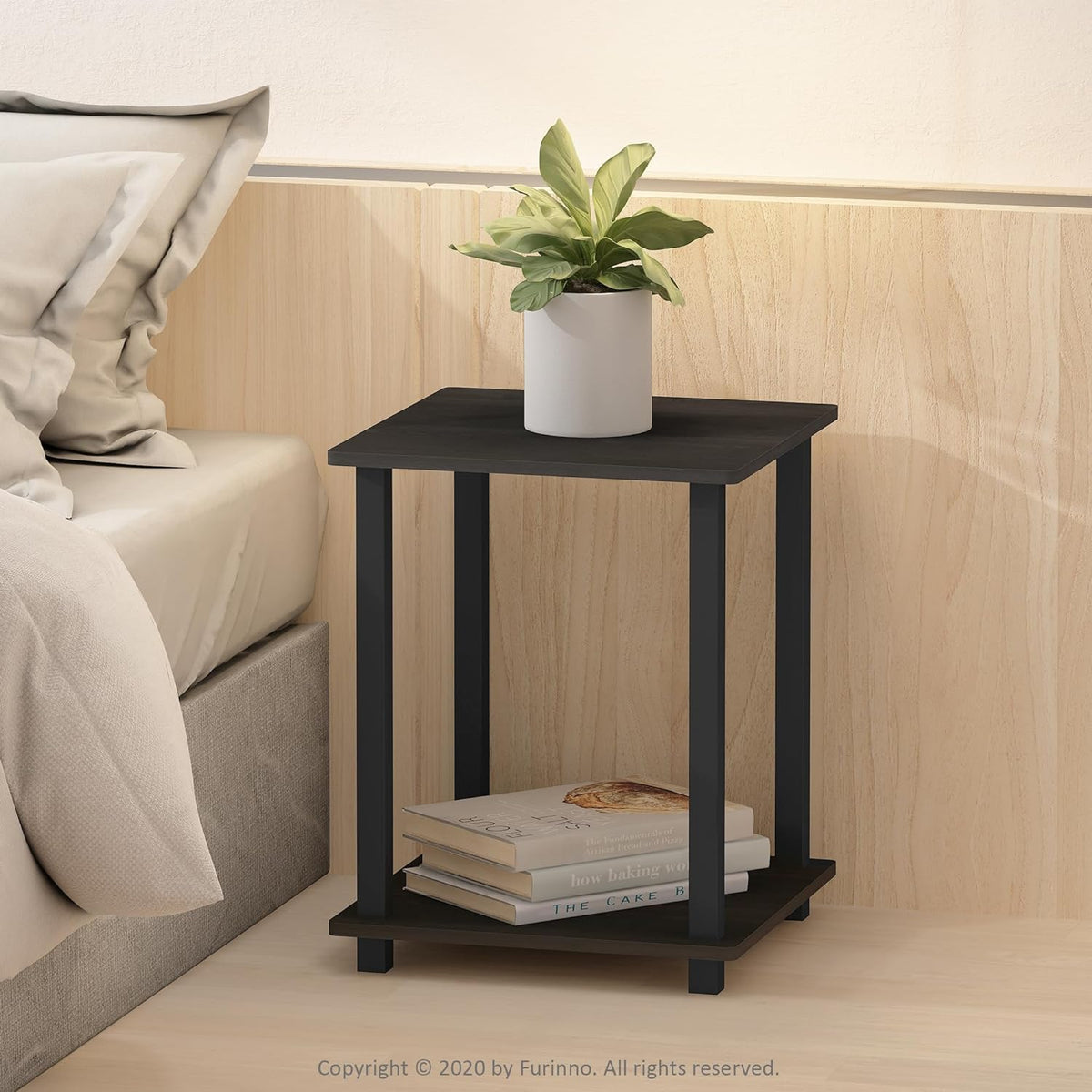 Simplistic Set of 2 Toolless Living Room Table Set, Espresso