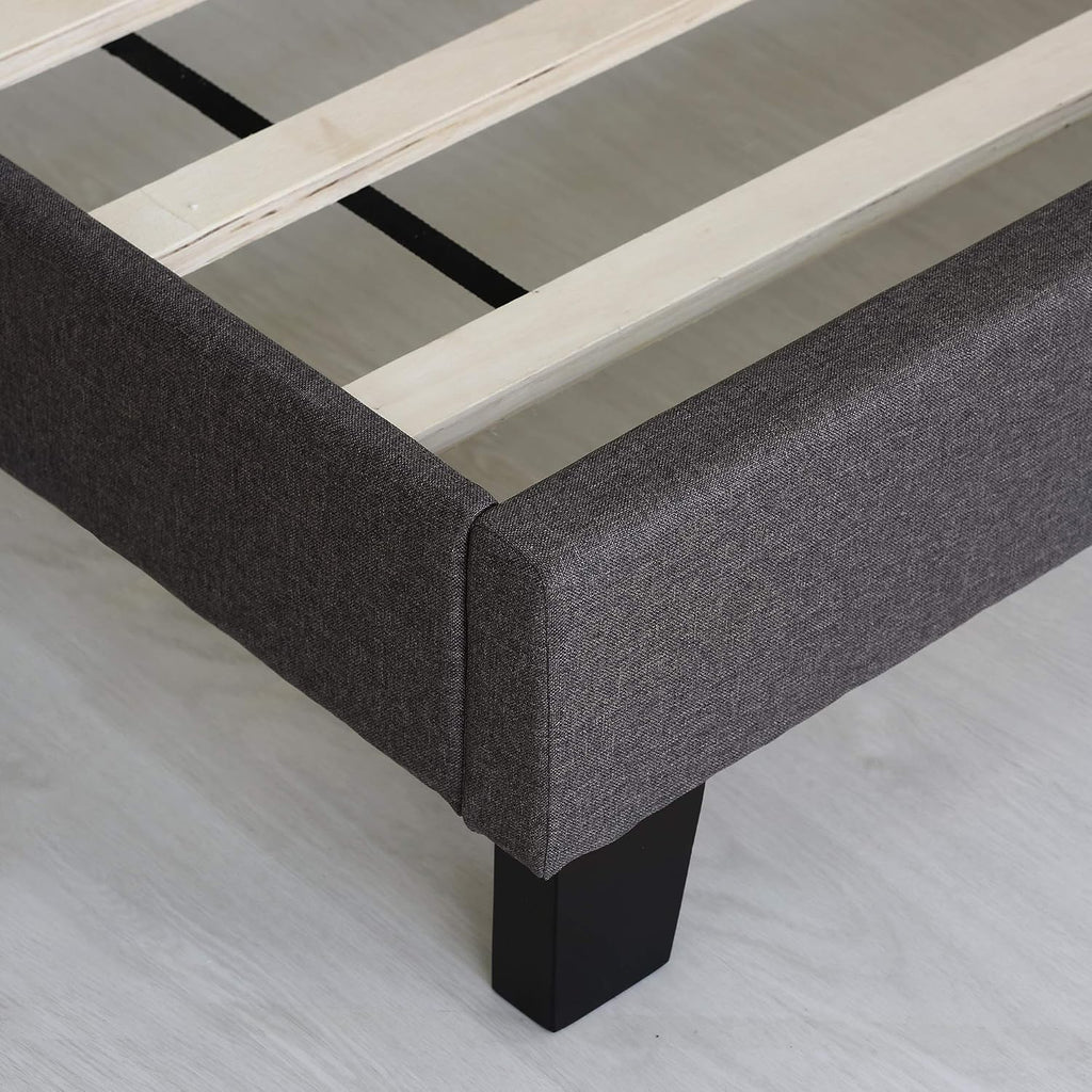Laval Button Tufted Headboard Bed Frame, Queen Size, Stone