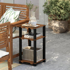 Pangkor 3-Tier Turn-N-Tube Indoor Outdoor Plant Shelf Wood Side Table with Square Poles, Natural/Black