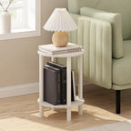 TURN-N-TUBE Toolless 2-Tier Round Side Table, White