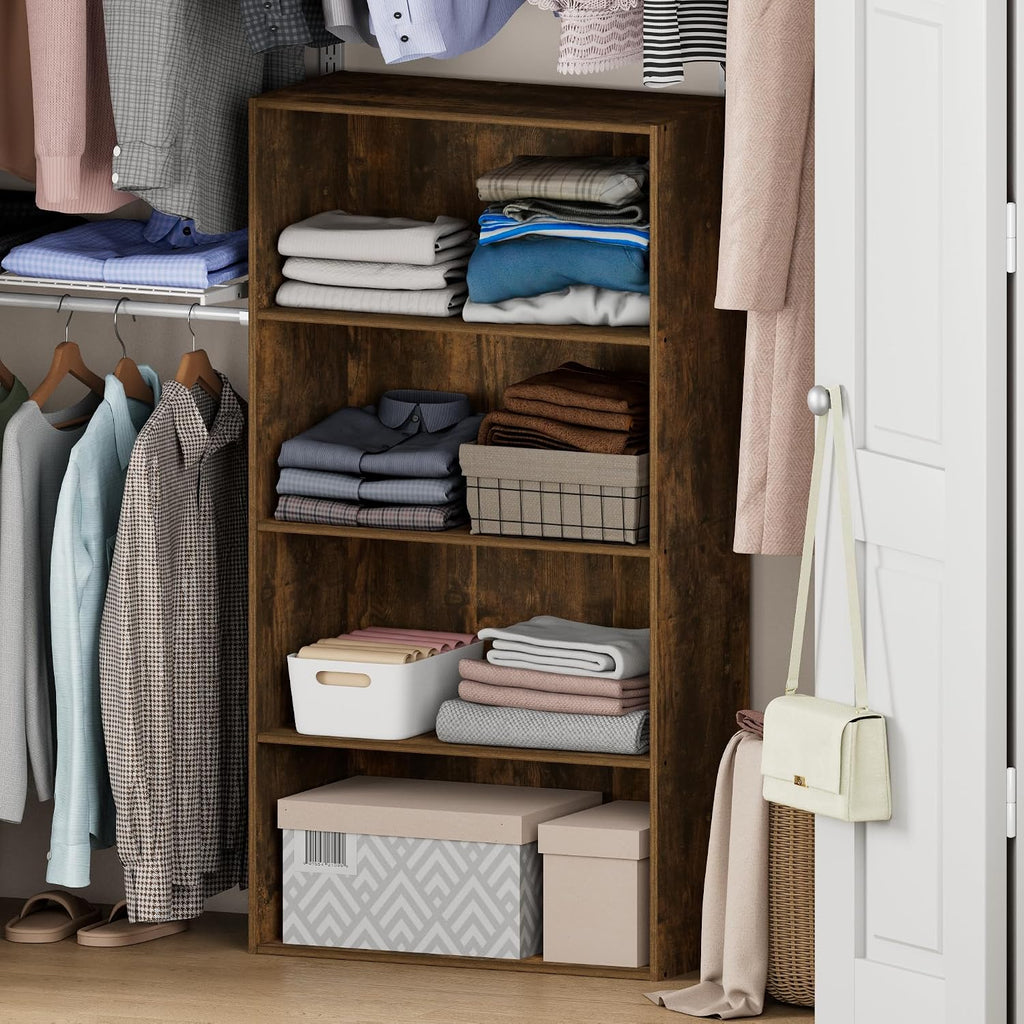 Reed Closet Organizers and Storage, 4-Tier Organizer, Amber Pine