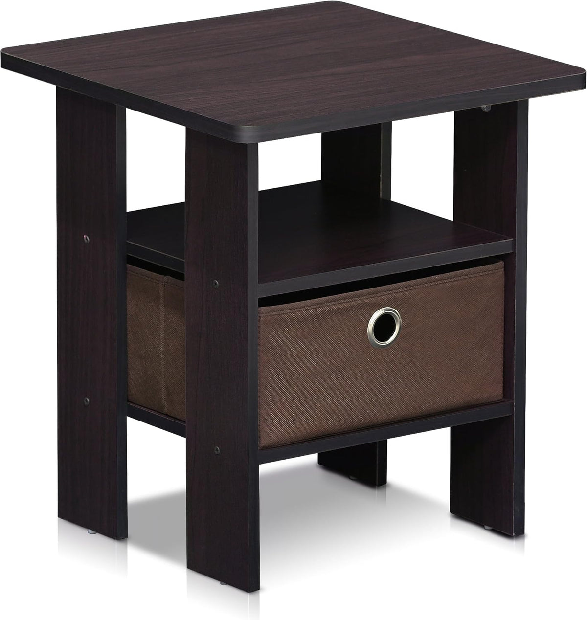 ANDREY Square Side Table, End Table, Night Stand, Dark Walnut