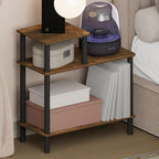 Turn-N-Tube Night Stand, 3-Tier Oval Nightstand, Half Round Top Panel Bedside Table, Side Table, End Table with Open Shelf, for Bedroom, Living Room, Amber Pine