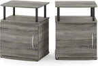 Jaya 2-Tier Side Table Set of 2, with Door Cabinet, French Oak