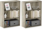 PASIR Set of 2 3-Tier Book Shelf, Sonoma Oak