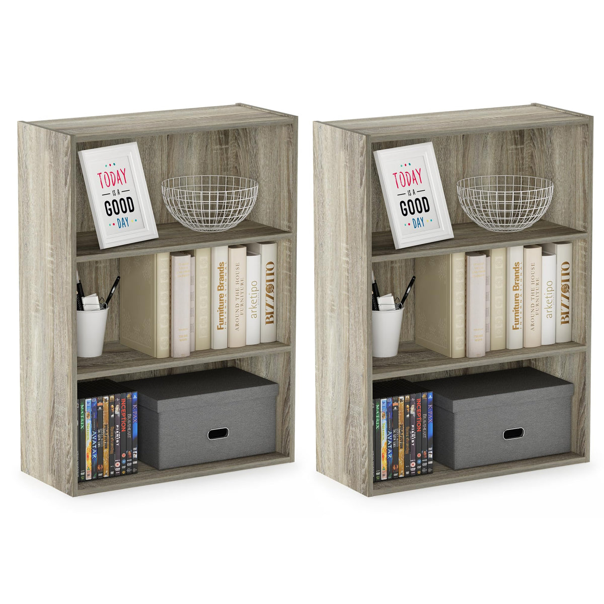 4-Tier Book Shelf, Open Shelves Bookshelf, Light Blue/White