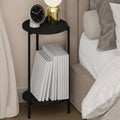 BESI Night Stand, 2-Tier Tall Round Nightstand, Metal Frame Narrow End Table with Open Shelf, Side Table, Bedside Table, for Bedroom, Closet, Dorm, White