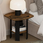 TIDUR Night Stand Set of 2, Nightstand with Shelf, French Oak