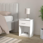 Tidur Set of 2 Modern Night Stand, Nightstand, Solid White