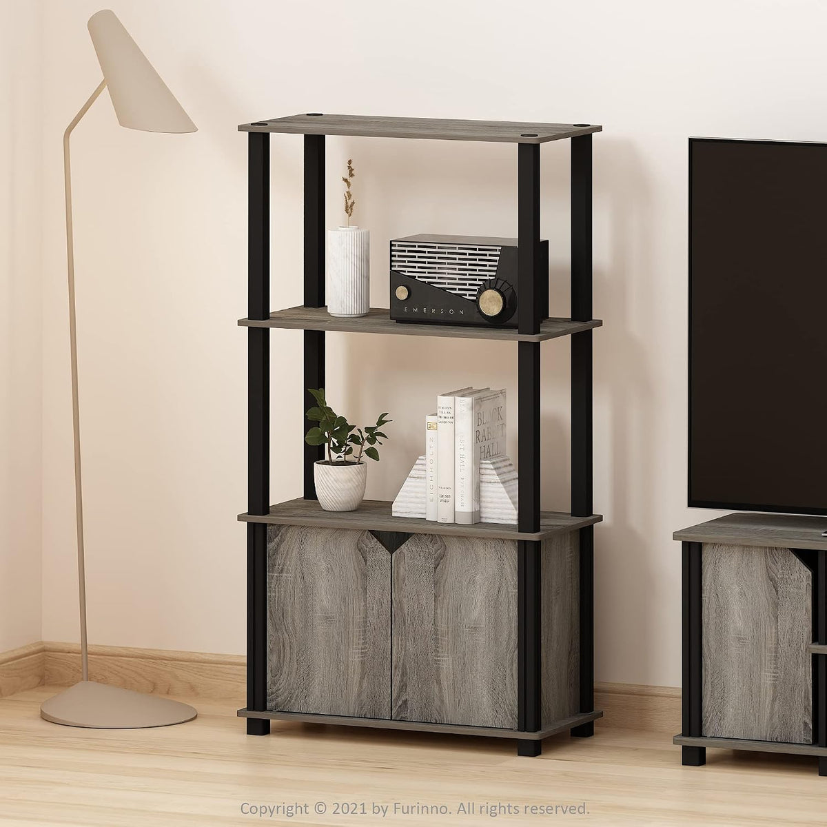 Go Green 4-Tier Storage Shelves, Book Shelf, French Oak