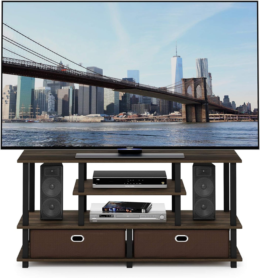 JAYA Large Stand for up to 50-Inch TV, Columbia Walnut/Black/Dark Brown