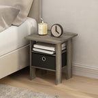 TIDUR 3-Tier Night Stand, Nightstand with Storage Bin, French Oak