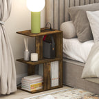BOYATE 2-Tier Night Stand with Charging Station, Amber Pine
