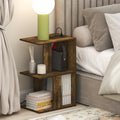 BOYATE 2-Tier Night Stand with Charging Station, Espresso