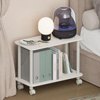 Turn-N-Tube Night Stand, 2-Tier Rectangle Nightstand with Wheels, Round Corner Side Table, End Table with Open Shelf, Toolless Assembly, for Living Room, Bedroom, White