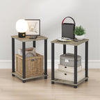 Turn-N-Tube Night Stand Set of 2, 2-Tier Nightstand, French Oak