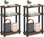 TURN-N-TUBE Set of 2 Narrow 3-Tier Side Tables, Amber Pine