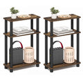TURN-N-TUBE Set of 2 Narrow 3-Tier Side Tables, Amber Pine