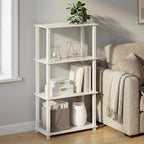Turn-S-Tube Storage Shelves, 4-Tier Book Shelf, Corner Shelf, Toolless Open Frame Standing Shelves, for Organization and Storage, Living Room, Garage, Home Office, White