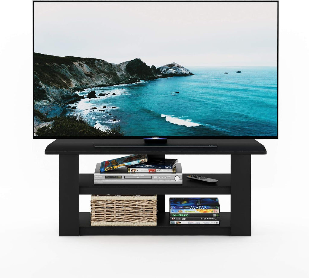 PARSONS TV Stand, 3-Tier Entertainment Center with Storage Shelf, Open Frame TV Console for TV up to 50 Inch, for Living Room, Bedroom, Black
