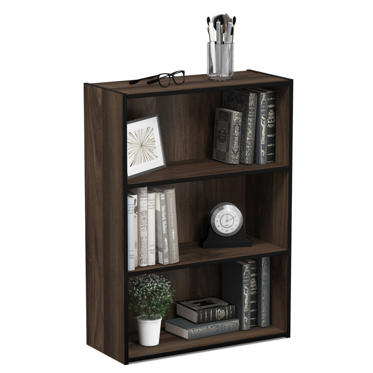 4-Tier Book Shelf, Open Shelves Bookshelf, Light Blue/White