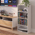Basic DVD Shelf, 4-Tier CD Rack, Media Shelf, White