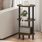 Turn-N-Tube 3-Tier Oval Night Stand, Toolless Assembly Narrow Nightstand, Modern Side Table, End Table, for Living Room, Bedroom, Amber Pine