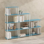 Turn-N-Tube Book Shelf, 5-Tier Bookshelf, Bookcase with Multipurpose Compact Display Rack, 11.6 x 23.6 x 57.4, for Living Room, Bedroom, Home Office, Light Blue/White
