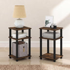 JUST Set of 2 3-Tier Open Shelf Night Stand, Amber Pine