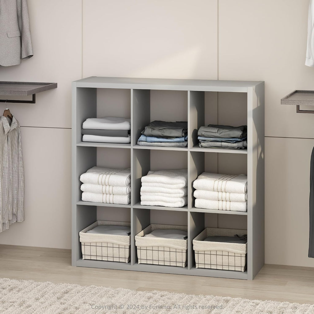 Cubic Extra Thick 9-Cube Closet Organizers and Storage, Light Grey