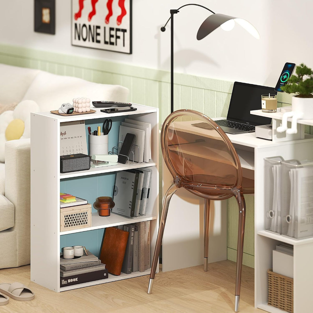 PASIR 3-Tier Book Shelf, White/Pastel Blue