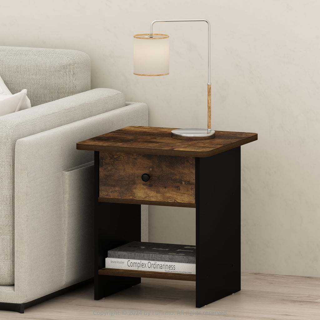 Dario Side Table with Bin Drawer, Pink End Table with Open Shelves, Night Stand, Bedside Table for Living Room, Bedroom, Home Office, for Living Room, Bedroom, Pink