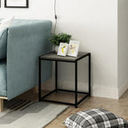 Camnus Side Table, Metal Frame Modern End Table, Grey Oak