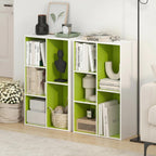 LUDER Set of 2 Book Shelf, 5-Cube, White/Green