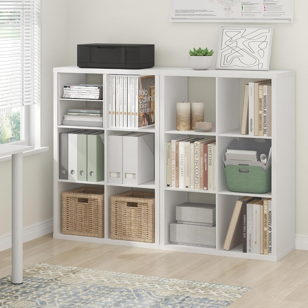 Book Shelf Set of 2, 6-Cube Bookshelf, White