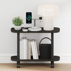 Turn-N-Tube Night Stand, 2-Tier Oval Nightstand with Wheels, Round Corner Side Table, End Table with Open Shelf, Toolless Assembly, for Living Room, Bedroom, Espresso