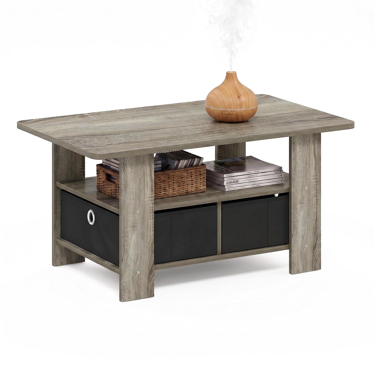 ANDREY Coffee Table, Small Modern Coffee Table with Storage and Bin Drawer, Side Table for Living Room, Bedroom, Home Office, Espresso