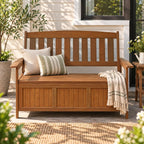 TIOMAN Outdoor Storage, Kent Storage Bench with Teak Wood, for Patio, Garden, Porch, Natural