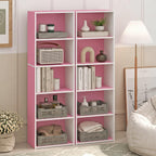 LUDER Set of 2 Book Shelf, 5-Tier, White/Pink