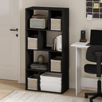 DALY Book Shelf, 8-Cube Bookshelf, Cube Storage Organizer Bookcase with Irregular Compartments, 11.7 x 23.6 x 49, for Living Room, Bedroom, Home Office, Espresso