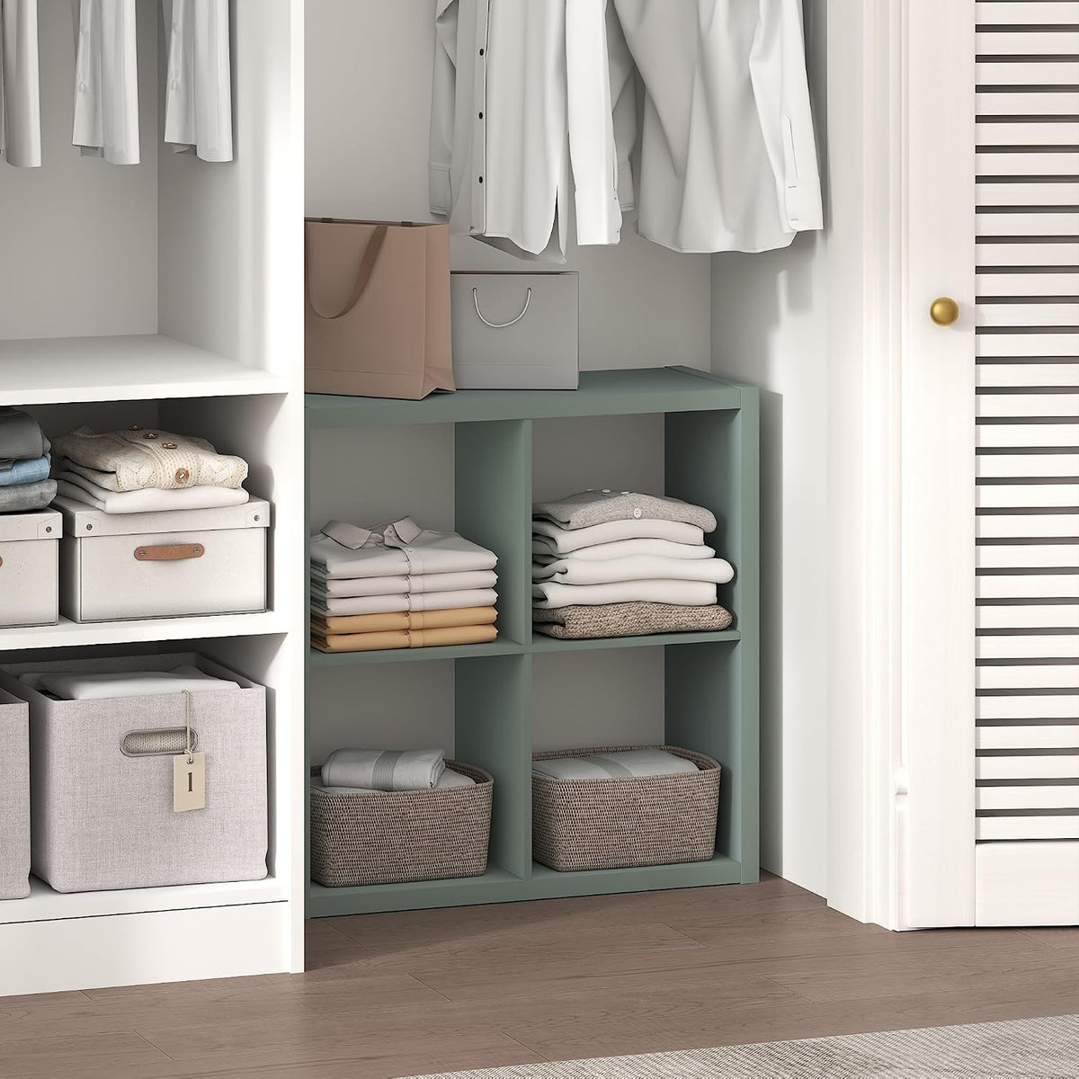 Cubic Extra Thick 4-Cube Closet Organizers and Storage, Sage Green