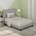 Skylar Bed Frame, Full Size Bedframe with Geometric Design Upholstered Headboard, Bed with Adjustable Headboard, No Box Spring Needed, 12pcs Wooden Slat Support, for Bedroom, Dorm, Glacier
